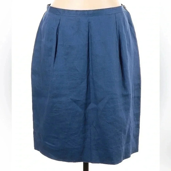 Jones New York | 100% Linen Ocean Blue A-Line Skirt Size 16 - Picture 1 of 2